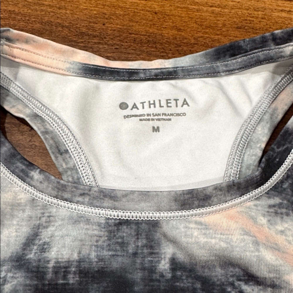 Athleta Black and Gray Tie-Dye racerback Tank Top - Picture 2 of 5